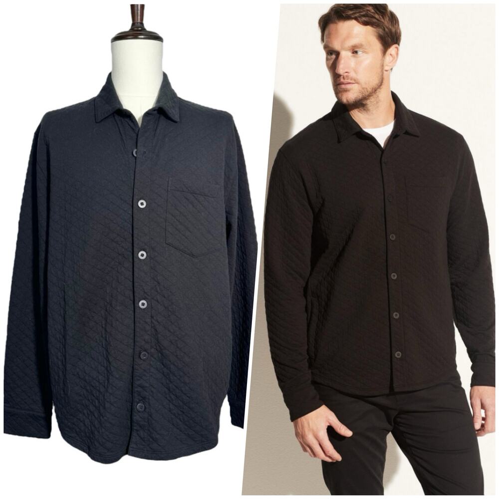 Vince. | Men | Quilted Double Knit Black Button Up Shirt Jacket | Size XL
